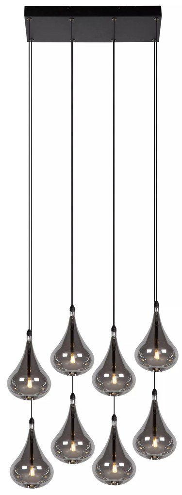 Φωτιστικό Κρεμαστό Lucide 70434-28-30 TEARS Μαύρο Ματ (Black Mat)|Φυμέ (Smoke) 3000 K