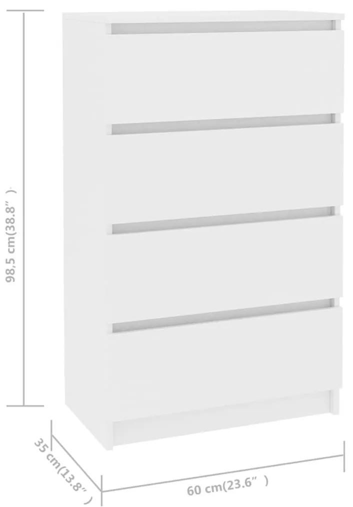 Συρταριέρα Λευκή 60 x 35 x 98,5 εκ. από Επεξεργασμένο Ξύλο - Λευκό