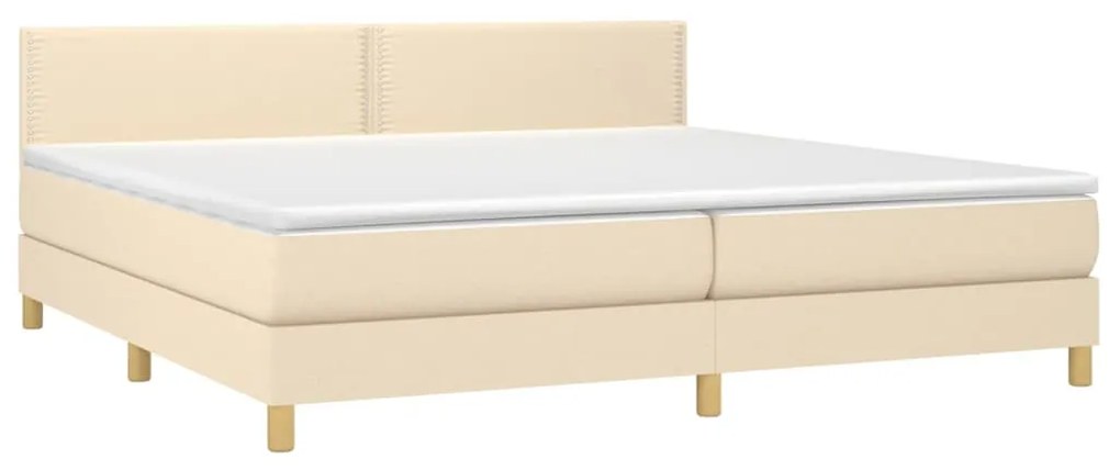 vidaXL Κρεβάτι Boxspring με Στρώμα & LED Κρεμ 200x200 εκ. Υφασμάτινο