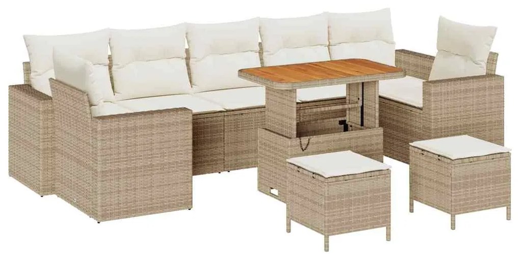 vidaXL Σετ Καναπέ Κήπου 10 pcs Μπεζ συνθετικό ρατάν