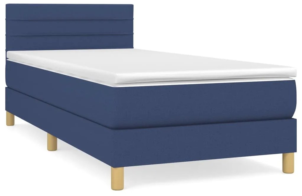 vidaXL Κρεβάτι Boxspring με Στρώμα Μπλε 80x200 εκ. Υφασμάτινο