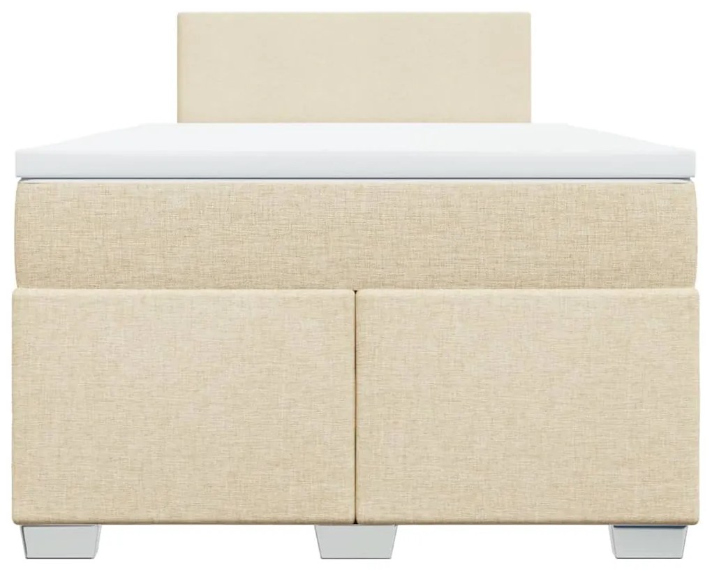 vidaXL Κρεβάτι Boxspring με Στρώμα Κρεμ 120x200 εκ. Υφασμάτινο