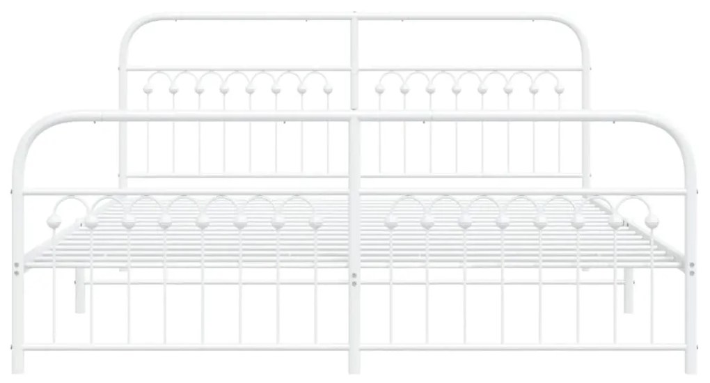vidaXL Πλαίσιο Κρεβατιού με Κεφαλάρι&Ποδαρικό Λευκό 183x203εκ. Μέταλλο