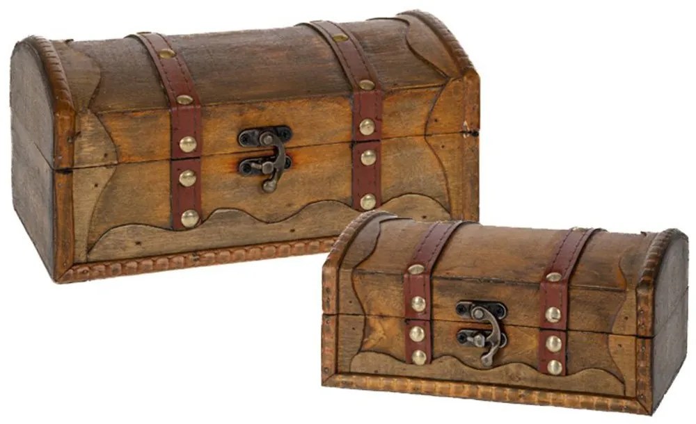 Μπαούλα Ξύλινα (Σετ 2Τμχ) 85342 21.5x15x10.5/18x12x8cm Brown Ξύλο