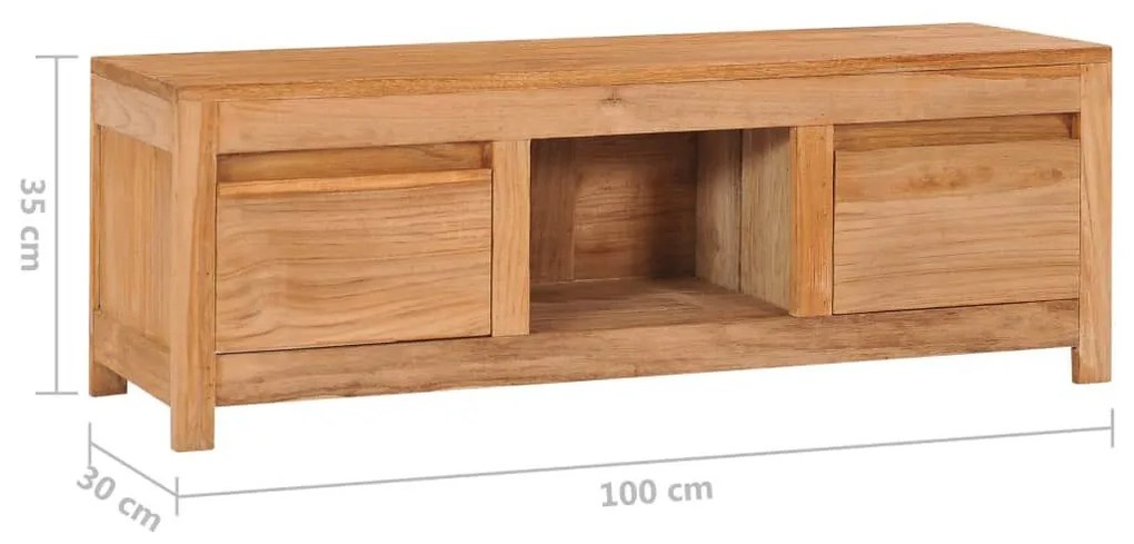 Έπιπλο Τηλεόρασης 100 x 30 x 35 εκ. από Μασίφ Ξύλο Teak - Καφέ