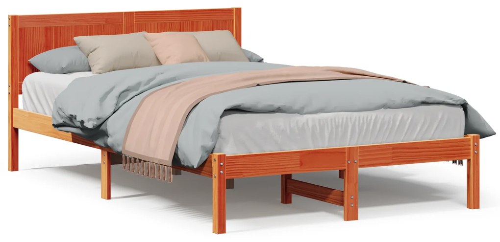 vidaXL Κρεβάτι Καφέ Κερί Καφέ κερί Μασίφ ξύλο 120 x 200 cm Ανθεκτικό