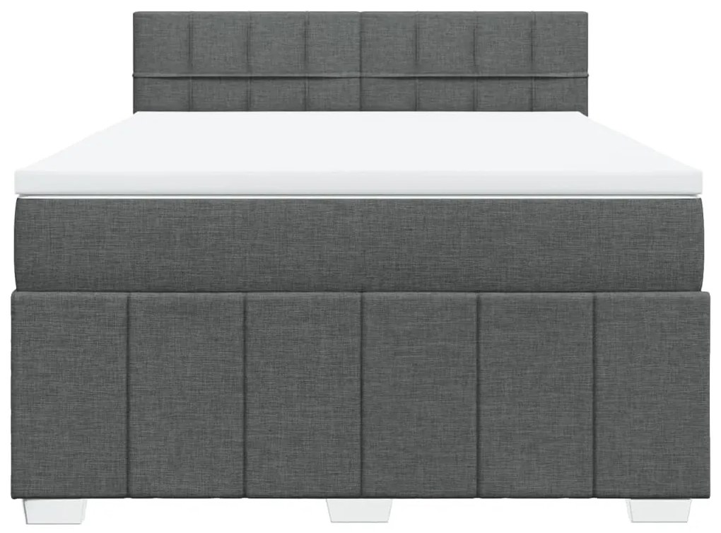 vidaXL Κρεβάτι Boxspring με Στρώμα Σκούρο Γκρι 140x200 εκ Υφασμάτινο