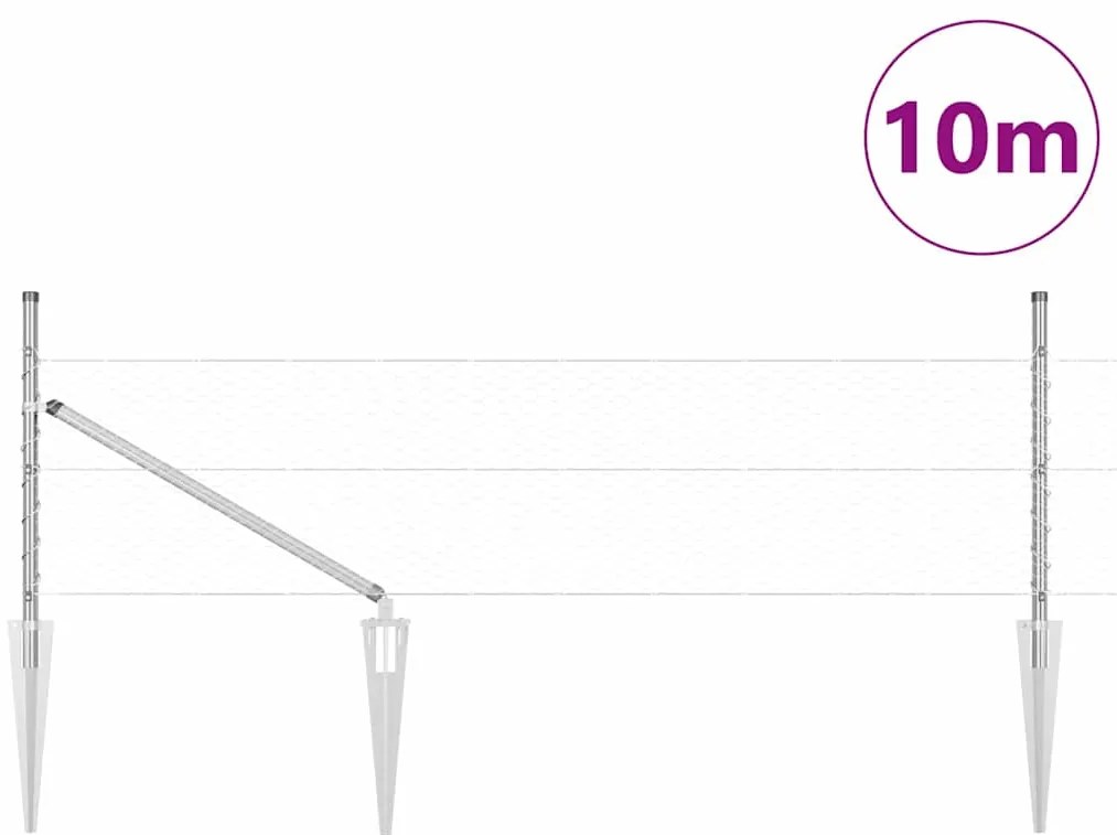 vidaXL Στύλος Περιφράξεων Ασημί 10 x 0,5 μ (25 mm πλέγμα) Ατσάλι