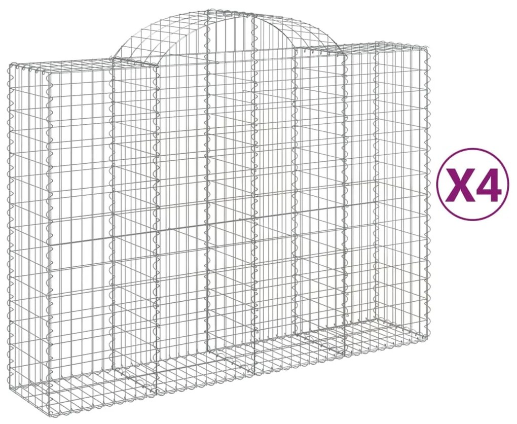 vidaXL Συρματοκιβώτια Τοξωτά 4 τεμ. 200x50x140/160 εκ. Γαλβαν. Ατσάλι