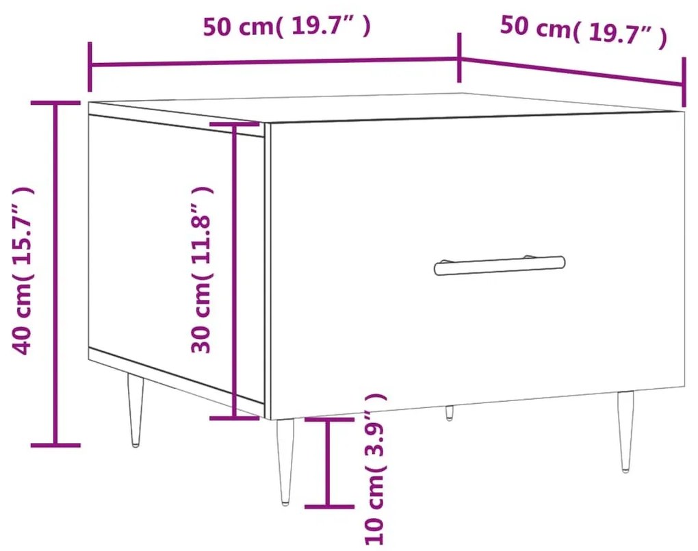 Τραπεζάκια Σαλονιού 2 τεμ Sonoma Δρυς 50x50x40 εκ Επεξ. Ξύλο - Καφέ