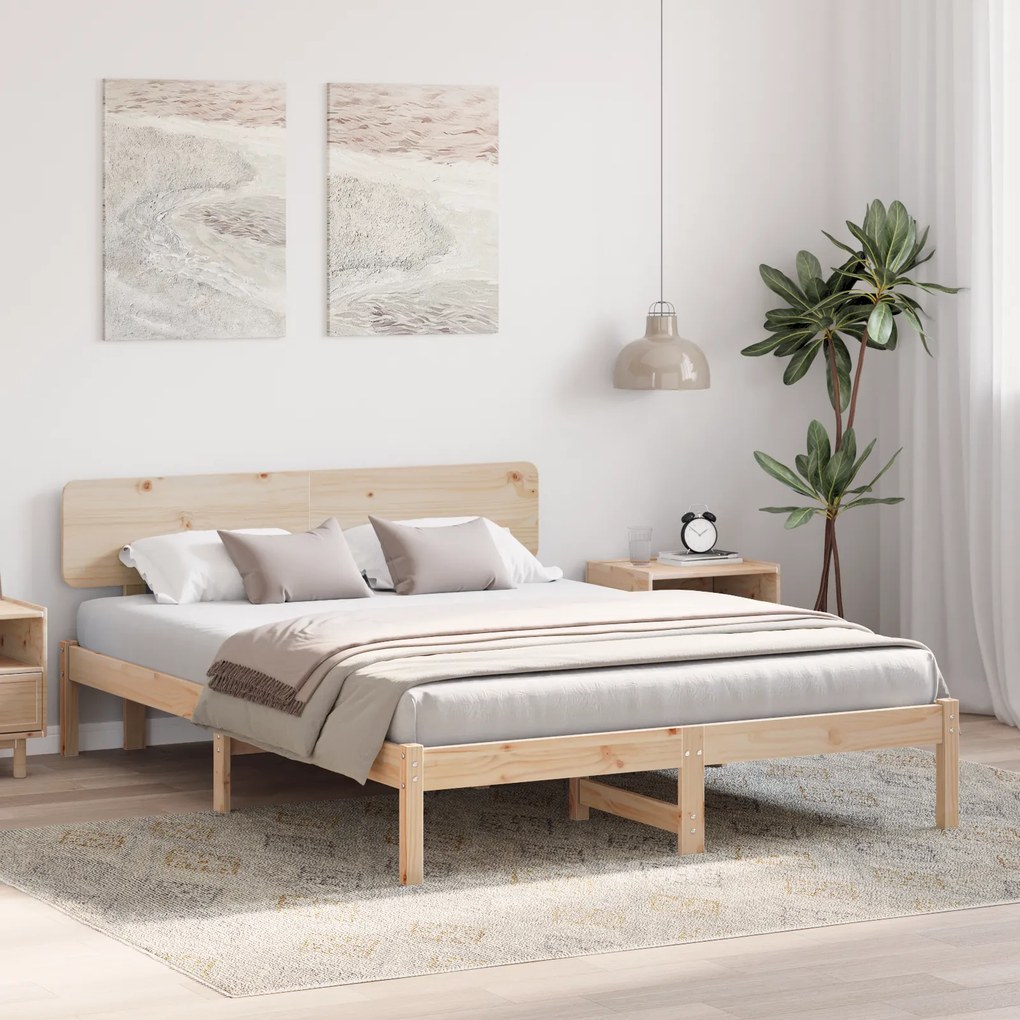 vidaXL Κρεβάτι με κεφαλάρι 160x200 εκ Μασίφ ξύλο πεύκου