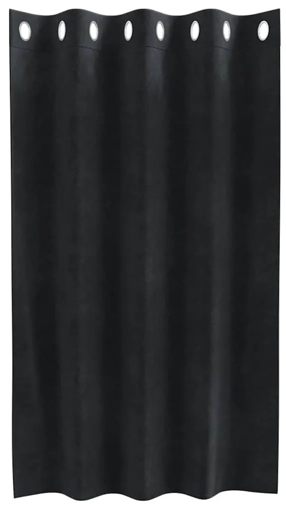 vidaXL Κουρτίνες με κουρτίνες 2 pcs Μαύρο 140 x 140 cm Βελούδο