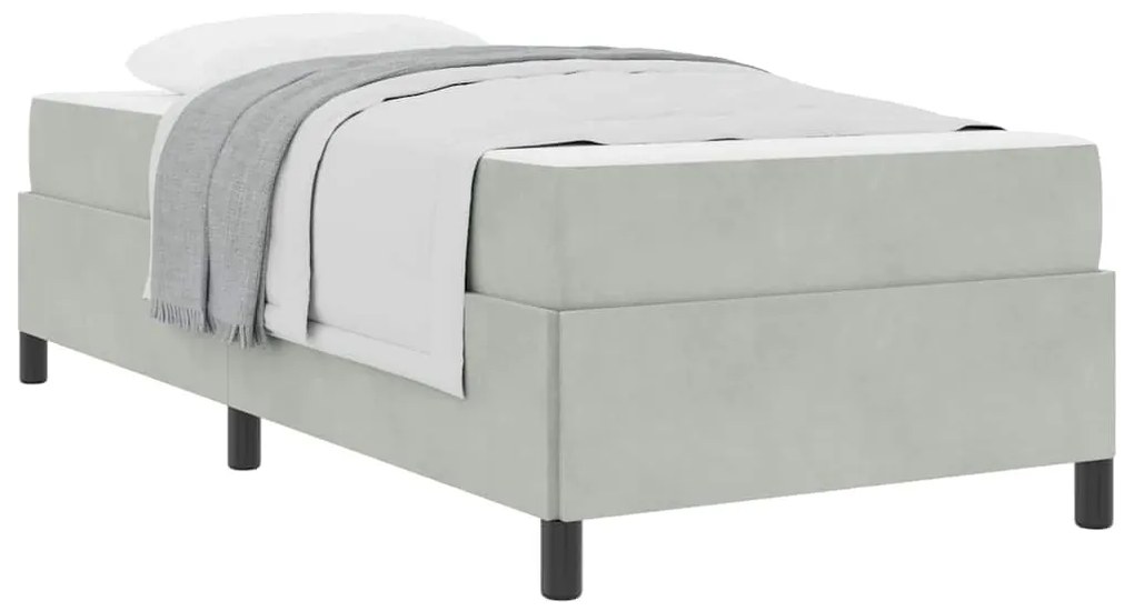 vidaXL Σκελετός Κρεβατιού με στρώμα Ανοιχτό γκρι 90 x 200 cm ύφασμα