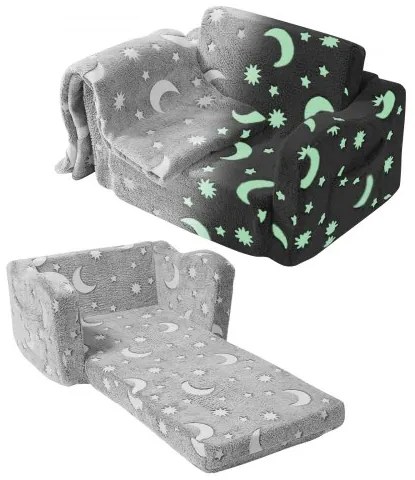 VEVOR Fold-out Kids Sofa Glow-in-the-Dark Kids Couch Children Convertible Sofa