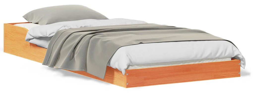 vidaXL Σκελετός Κρεβατιού Καφέ κεριού 100 x 220 cm Μασίφ ξύλο πεύκου