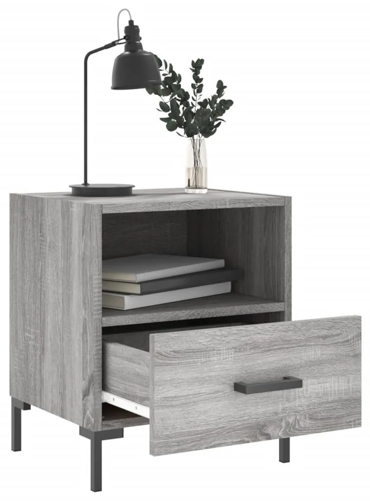 vidaXL Κομοδίνα 2 τεμ. Γκρι Sonoma 40 x 35 x 47,5 εκ. Επεξεργ. Ξύλο