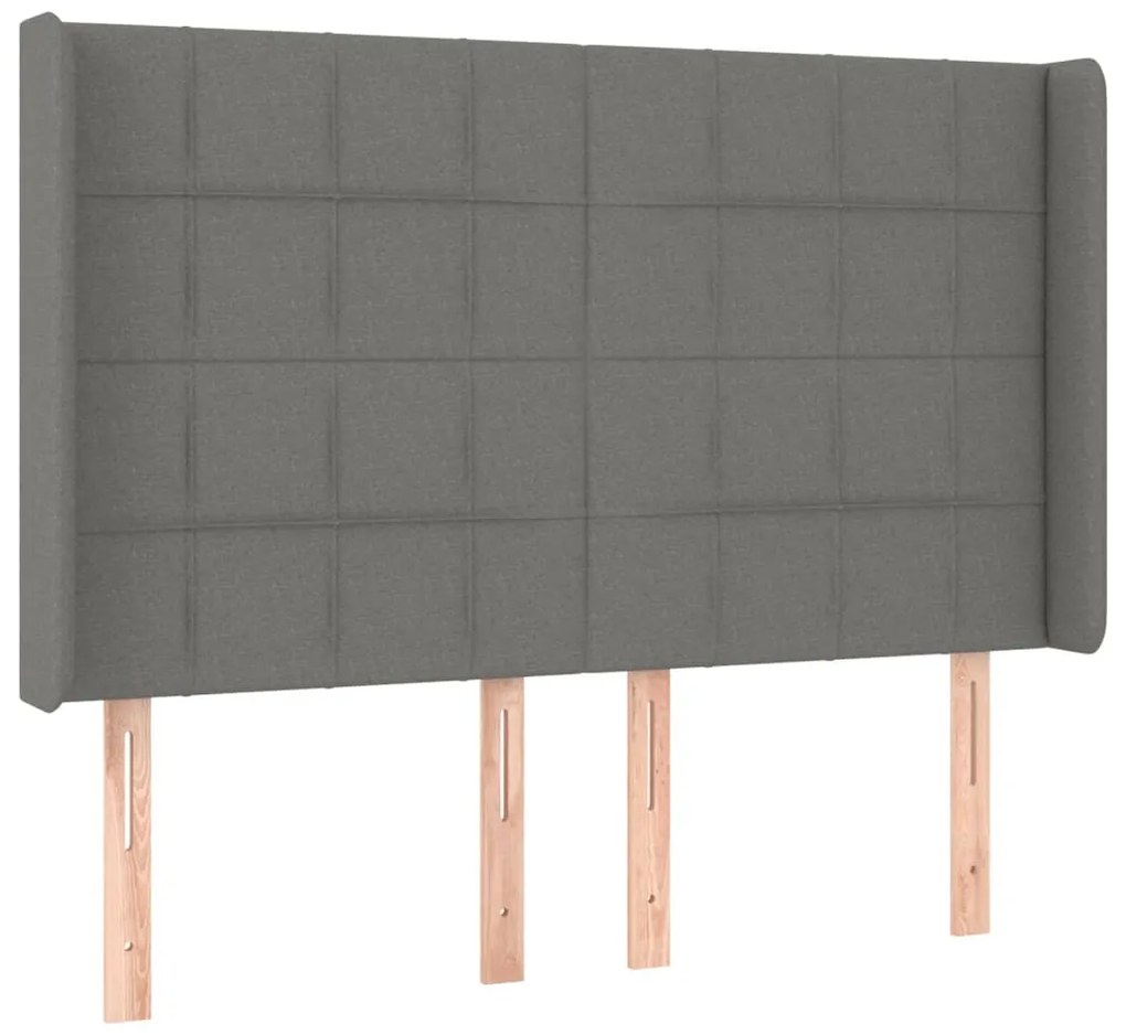 Κεφαλάρι με Πτερύγια Σκούρο Γκρι 147x16x118/128 εκ. Υφασμάτινο 3119579