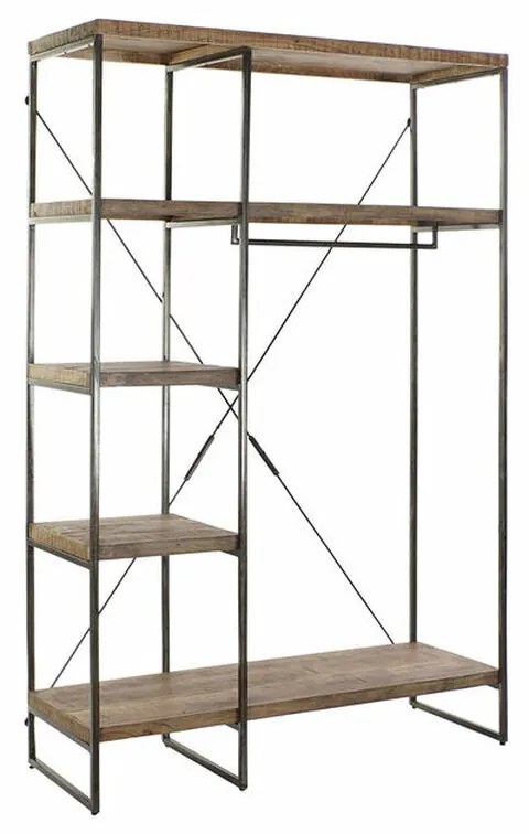 Ντουλάπα για τα ρπύχα DKD Home Decor Καφέ Μαύρο Μέταλλο Ξύλο από Μάνγκο 130 x 47 x 205 cm