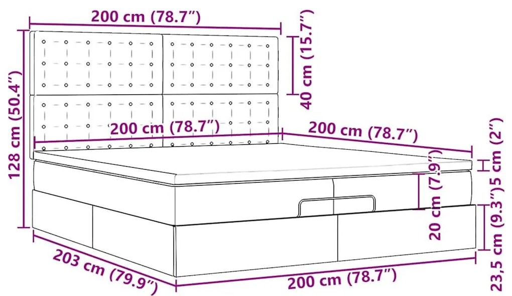 Οθωμανικό κρεβάτι με στρώματα Λευκό 200x200cm Faux Leather - Λευκό