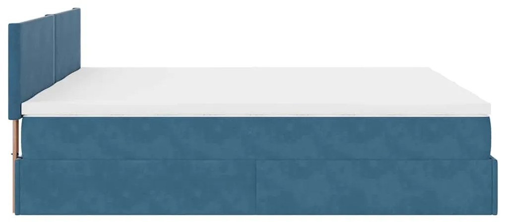 Οθωμανικό κρεβάτι με στρώματα Σκούρο μπλε 160x200cm Velvet - Μπλε