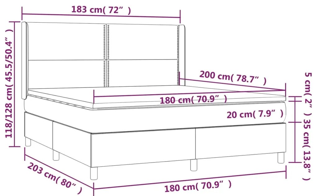 ΚΡΕΒΑΤΙ BOXSPRING ΜΕ ΣΤΡΩΜΑ &amp; LED ΣΚ.ΓΚΡΙ 180X200 ΕΚ ΥΦΑΣΜΑΤΙΝΟ 3138814