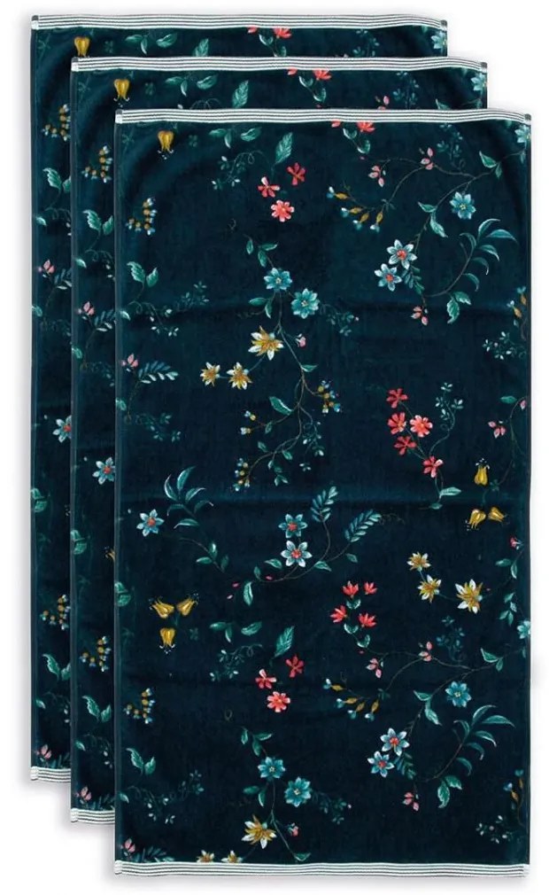 ΣΕΤ ΠΕΤΣΕΤΕΣ ΧΕΡΙΩΝ 55x110cm 3 ΤΕΜ. PIP STUDIO - LES FLEURS DARK BLUE