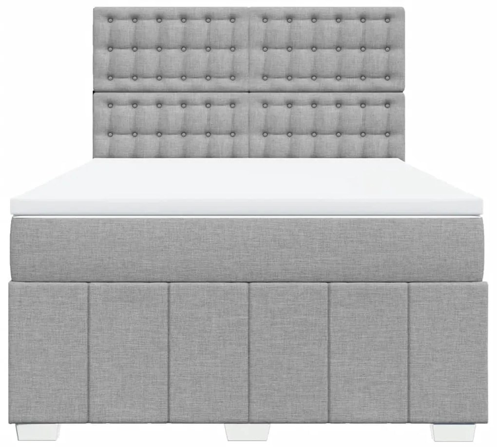 vidaXL Κρεβάτι Boxspring με Στρώμα Ανοιχτό Γκρι 140x190 εκ. Υφασμάτινο