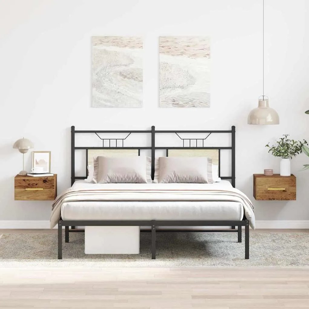 vidaXL Κομοδίνο 2 pcs Παλαιό ξύλο 35 x 35 x 20 εκ Επεξεργασμένο ξύλο