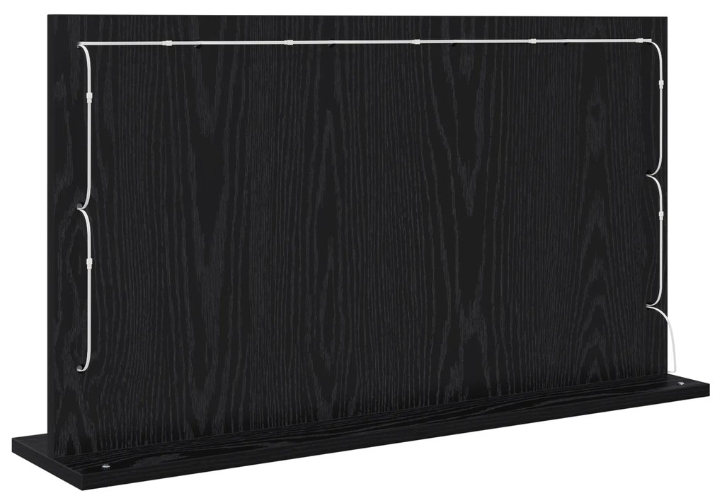 vidaXL Καθρέφτης Vanity με LED Φώτα Μαύρο Δρυς 80x45x18 εκ.