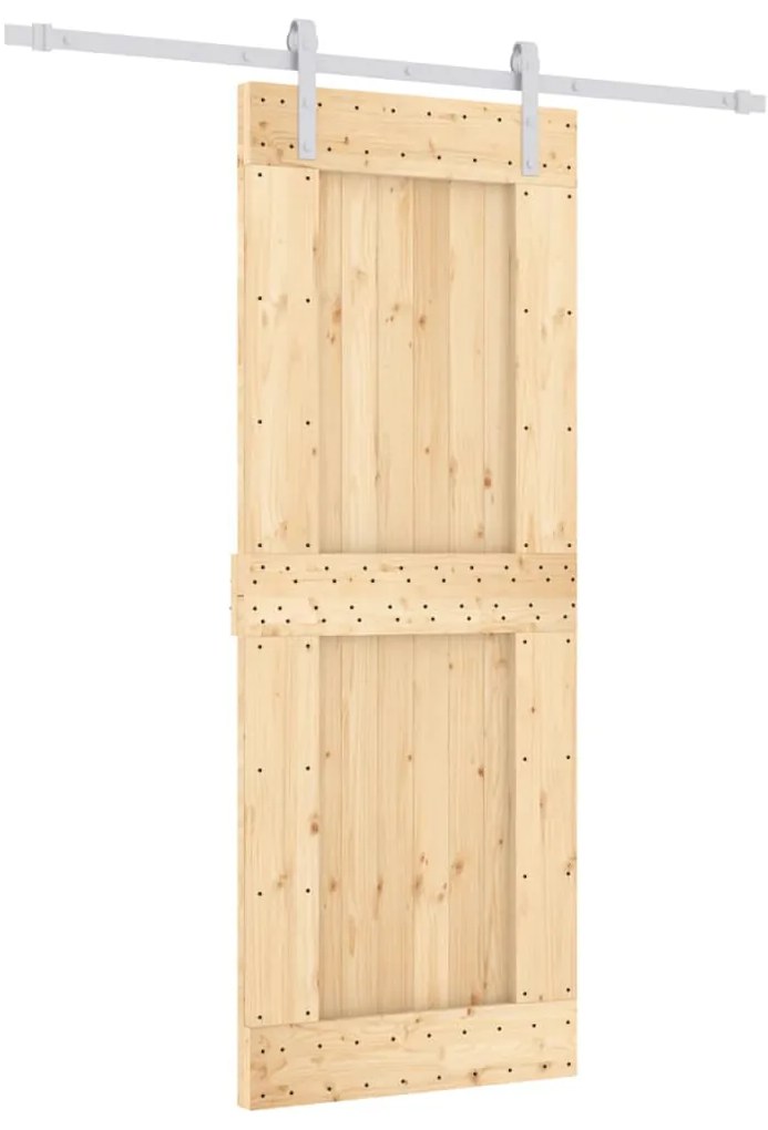 vidaXL Συρόμενη Μεσόπορτα με Μηχανισμό 80 x 210 εκ. Μασίφ Ξύλο Πεύκου