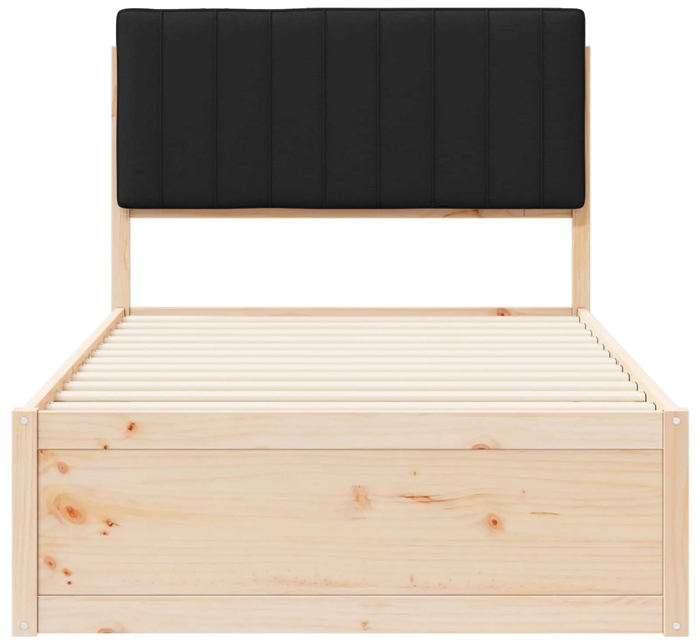 vidaXL Σκελετός Κρεβατιού με Επενδεδυμένο Κεφαλάρι Μαύρο 100 x 200 cm
