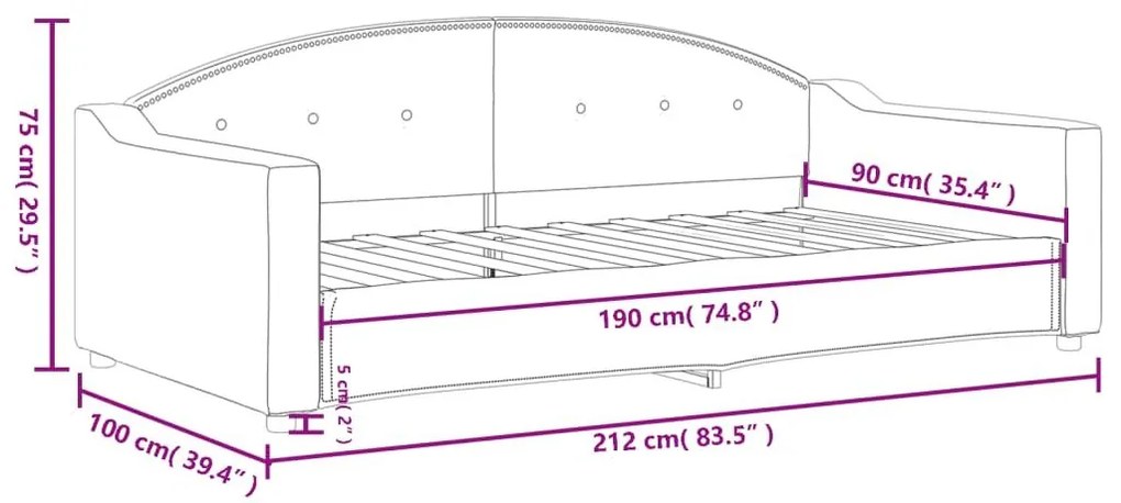 Καναπές Κρεβάτι Ανοιχτό Γκρι 90 x 190 εκ. Υφασμάτινος - Γκρι