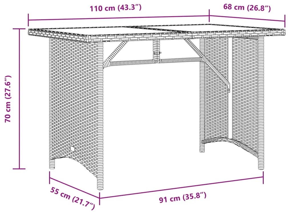 ΤΡΑΠΕΖΙ ΚΗΠΟΥ ΜΕ ΞΥΛΙΝΗ ΕΠΙΦΑΝΕΙΑ ΓΚΡΙ 110X68X70 ΕΚ ΣΥΝΘ. ΡΑΤΑΝ 366356