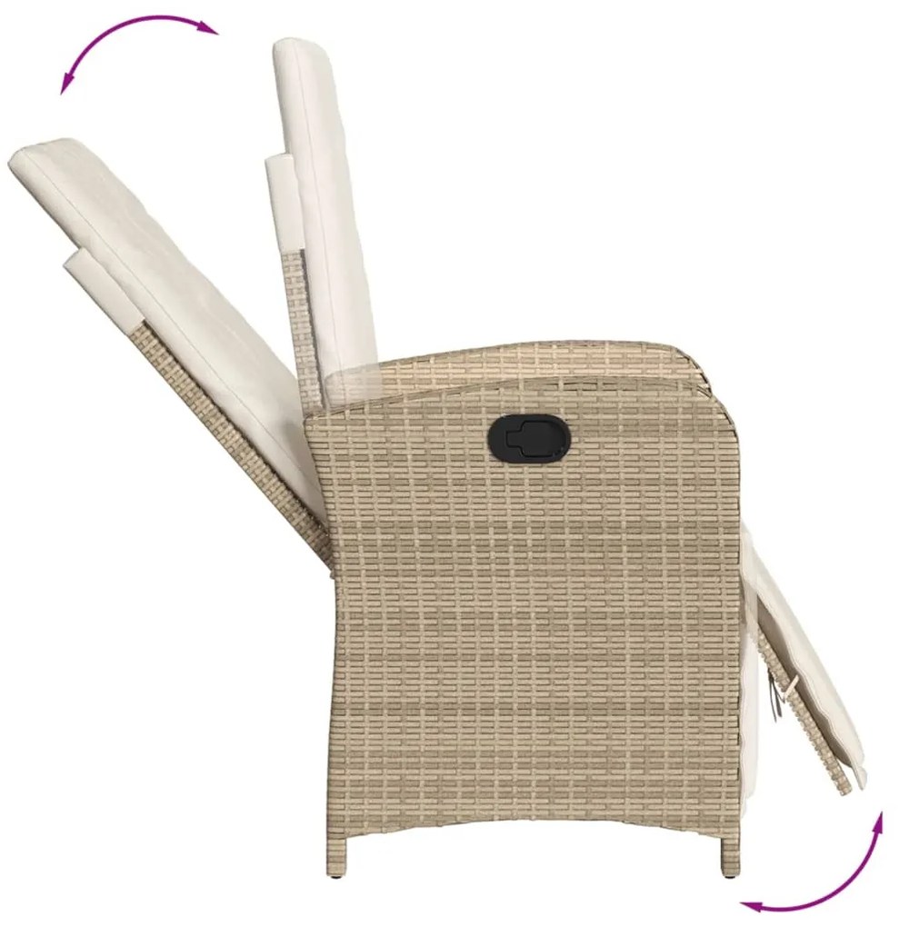 vidaXL Σετ Τραπεζαρίας Κήπου 7 τεμ. Μπεζ Συνθετικό Ρατάν με Μαξιλάρια