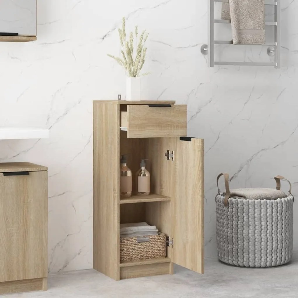 vidaXL Ντουλάπι Μπάνιου Sonoma Δρυς 32x33,5x90 εκ. Επεξεργασμένο Ξύλο