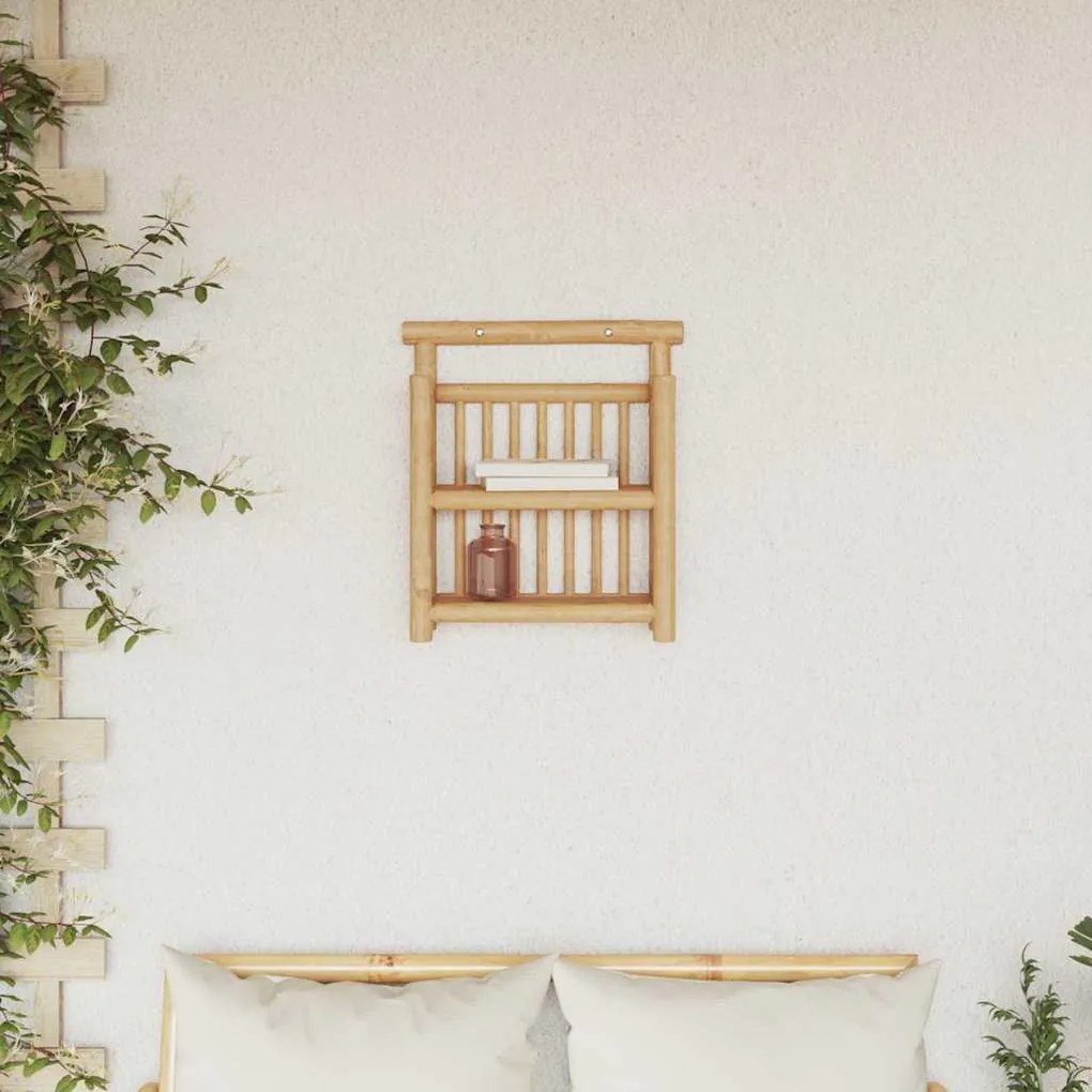 vidaXL Ράφι Τοίχου με ράφι με αποθήκευση Καφέ 40 x 13 x 44 εκ. Μπαμπού