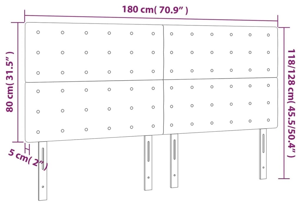 vidaXL Κεφαλάρι Κρεβατιού LED Σκούρο Γκρι 180x5x118/128εκ. Υφασμάτινο