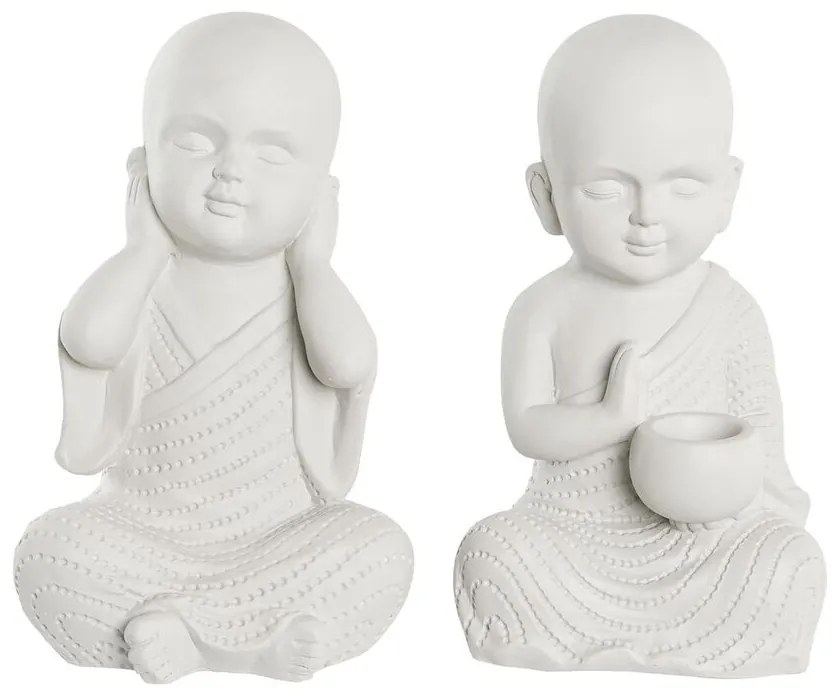 Διακοσμητική Φιγούρα DKD Home Decor 25,5 x 19 x 39 cm Λευκό Μοναχός Ανατολικó (x2)