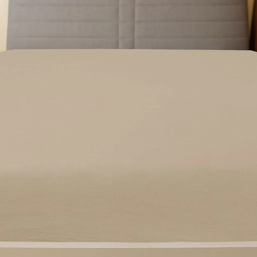 vidaXL Σεντόνι με Λάστιχο Taupe 160x200 εκ. Βαμβακερό Ζέρσεϊ