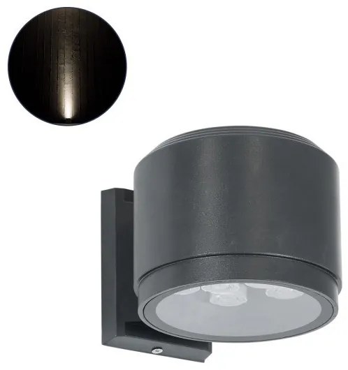Απλίκα Φωτιστικό Τοίχου LED 24W IP67 Φυσικό 4500K Ανθρακί WALLLIGHT-GONA 90484 Globostar-90484-Ανθρακί 90484