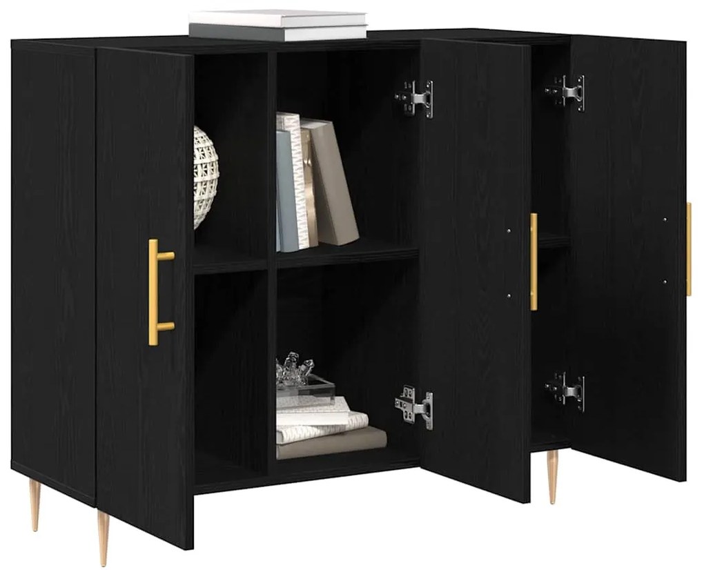 vidaXL Πλαϊνό γραφείο Μαύρη δρυς 90 x 34 x 80 εκ. Επεξεργασμένο ξύλο