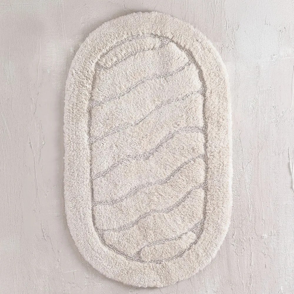 Πατάκι Μπάνιου Oval Ecru Ρυθμός 60Χ90 100% Βαμβάκι