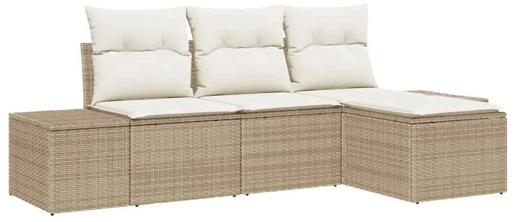 vidaXL Σετ Καναπέ Κήπου με μαξιλάρι 4 pcs Μπεζ συνθετικό ρατάν