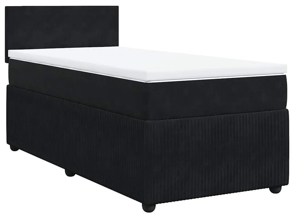 vidaXL Κρεβάτι Boxspring με Στρώμα Μαύρο 90x190 εκ. Βελούδινο