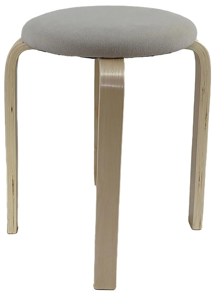 Σκαμπό ArteLibre MILOA Mπεζ/Φυσικό Ύφασμα/Ξύλο 42x42x45cm