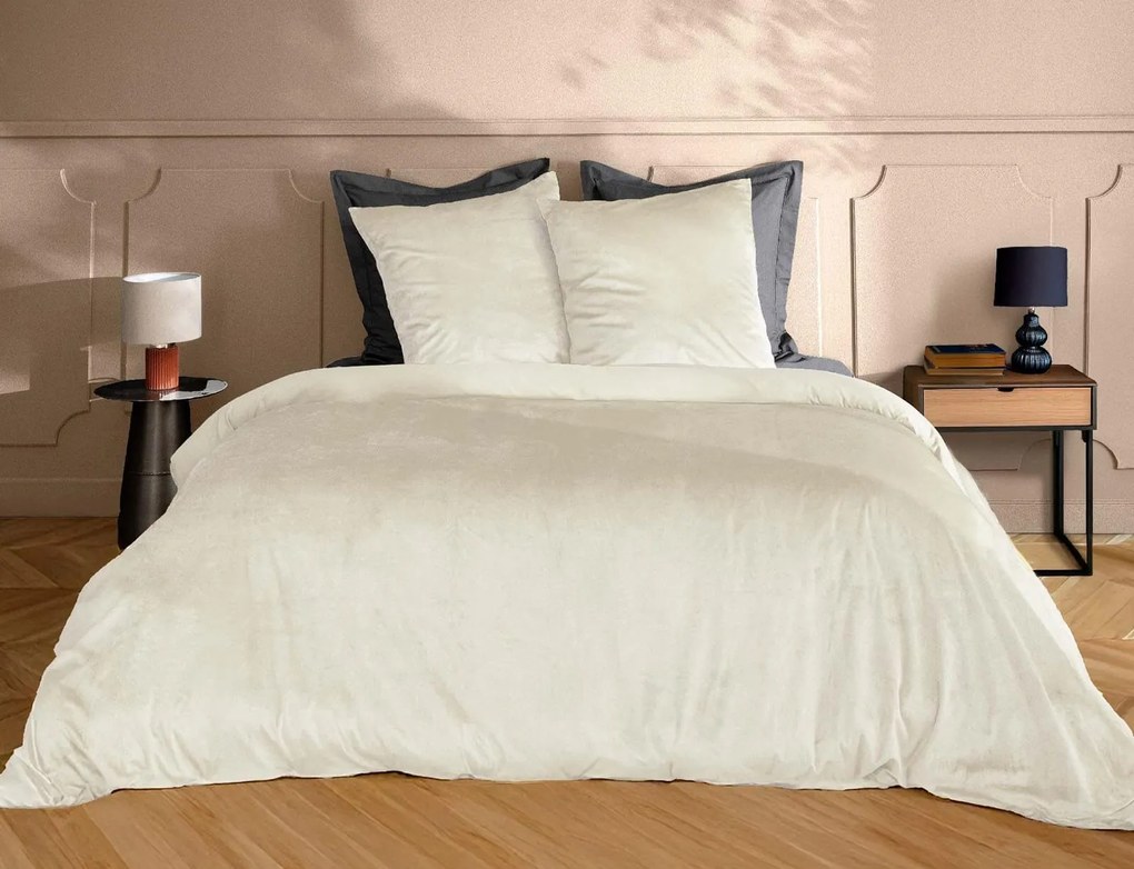 Σετ Υπέρδιπλη Παπλωματοθήκη &amp; 2 Μαξιλαροθήκες Velina Douceur d'intérieur από πολυεστέρα, με διαστάσεις 220x240cm - Natural