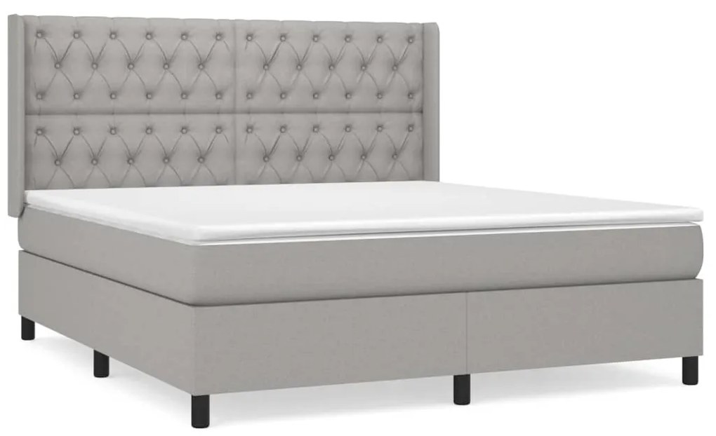 Κρεβάτι Boxspring με Στρώμα Αν. Πράσινο 160x200εκ Υφασμάτινο - Γκρι