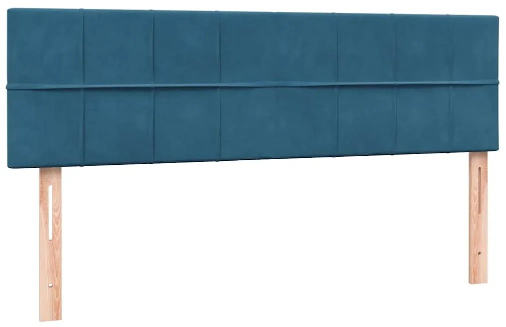 vidaXL Box Spring κρεβάτι με στρώμα σκούρο μπλε 160x220 cm Βελούδινο