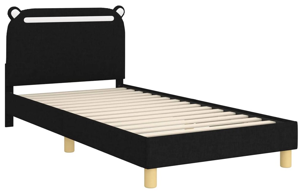 vidaXL Κρεβάτι Παιδικής Κρεβατοκάμαρας με Κεφαλάκι Μαύρο 90 x 190 cm