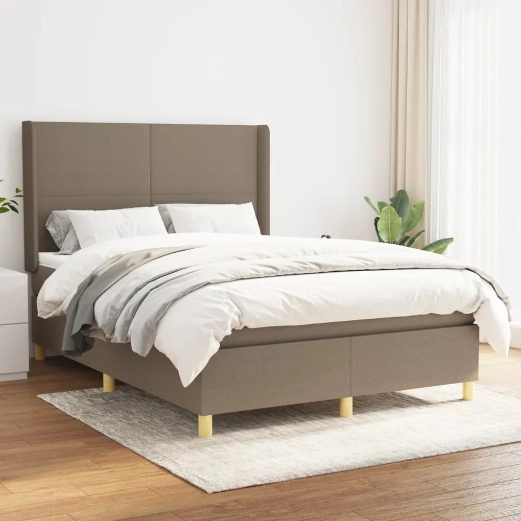 Κρεβάτι Boxspring με Στρώμα Taupe 140x200 εκ. Υφασμάτινο